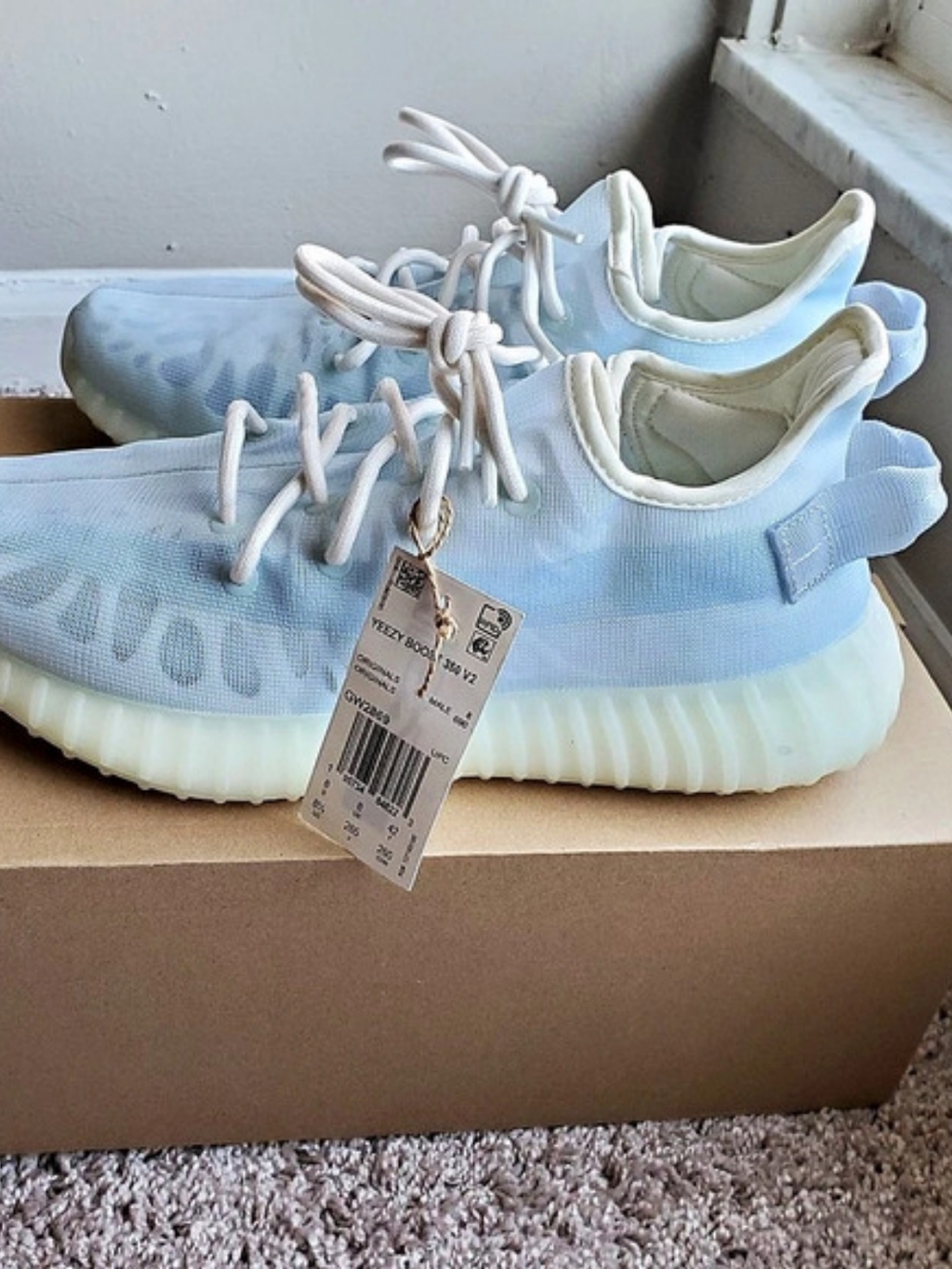 adidas Yeezy Boost 350 V2 Mono Ice Blue & White Sneakers